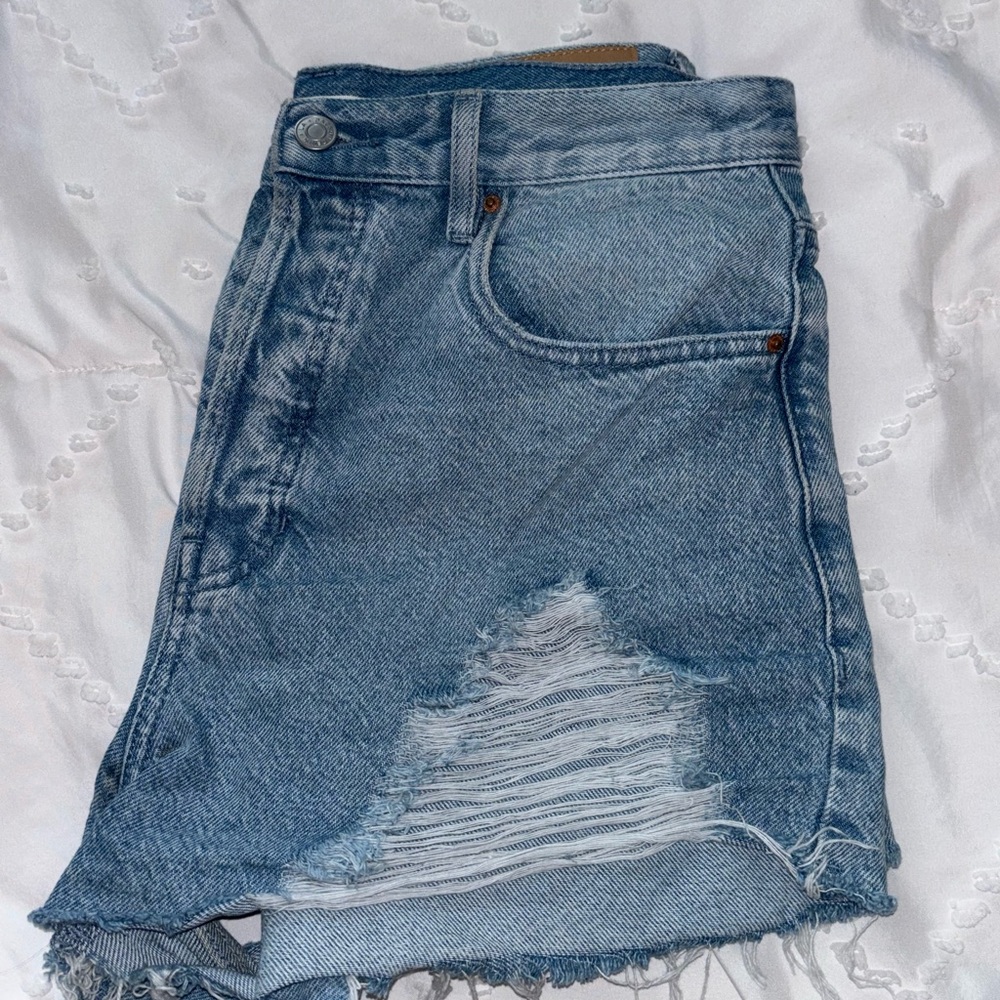 Distressed Denim Skirt